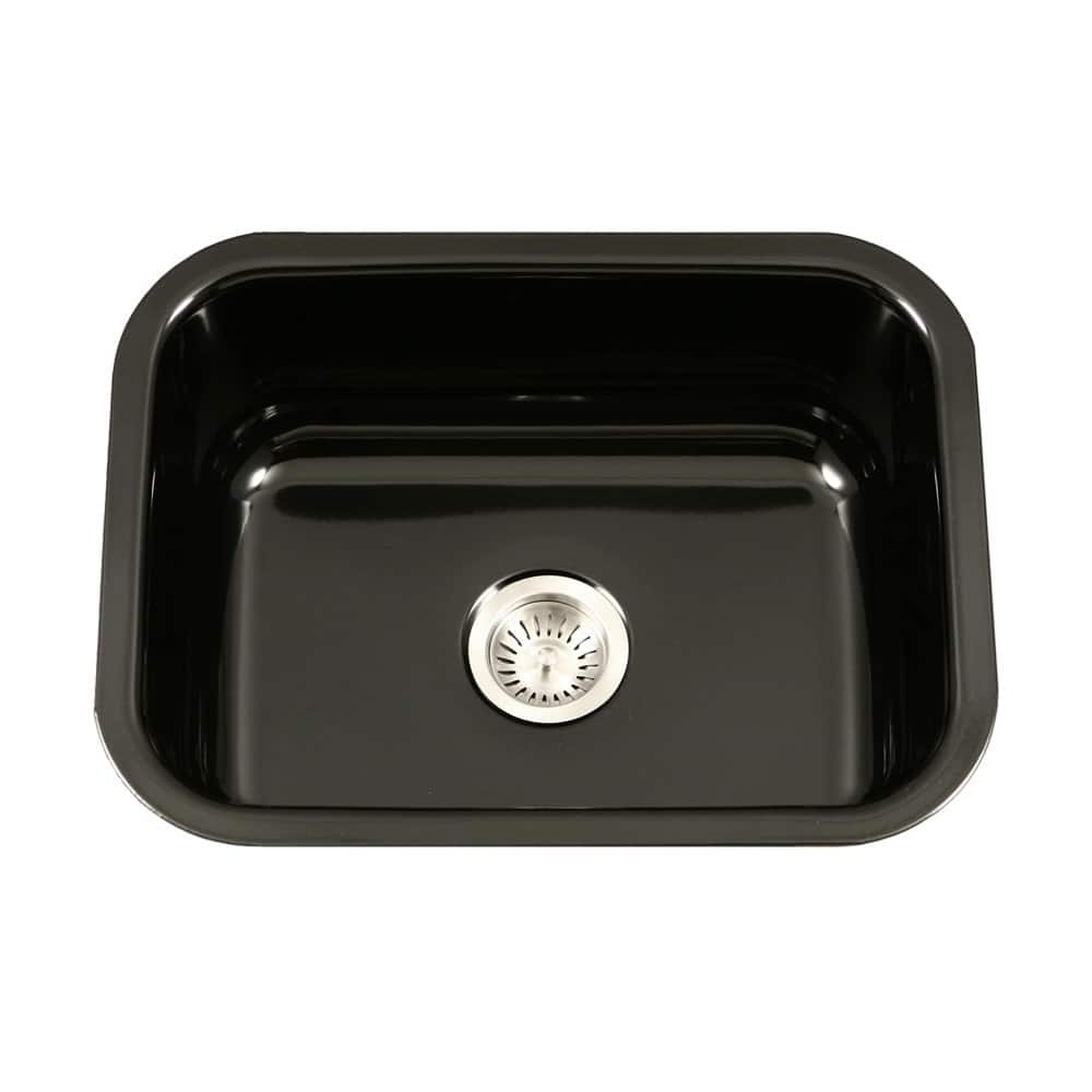 Houzer Porcela 22-3/4" Single Basin Undermount Porcelain Enameled