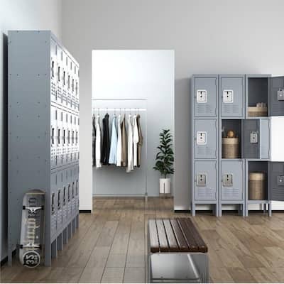 3 Door 66"H Metal Lockers for Employees,Storage Cabinet With Hooks and Ventilation For School,Garage,Gym,Office