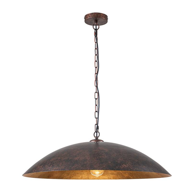1-Light Black Gold Oversized Metal Dome Pendant Light - 27in