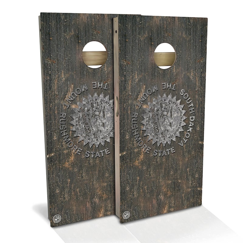 South Dakota Flag Rustic Outdoor Cornhole Board Set - All-Weather 2x4 - NO Accessories