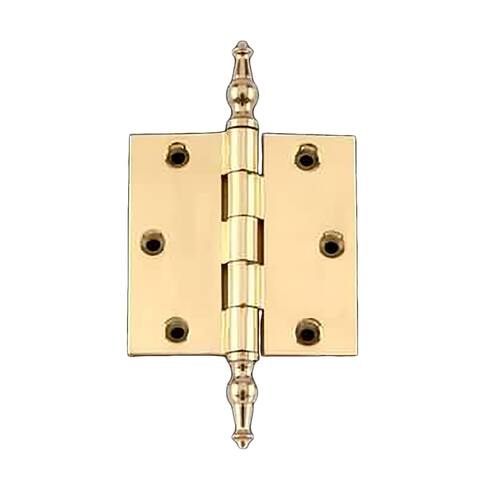 Brass Cabinet Door Hinge 3.5" with Stainless Steel Removable Temple Tip Pin and Hardware Renovators Supply