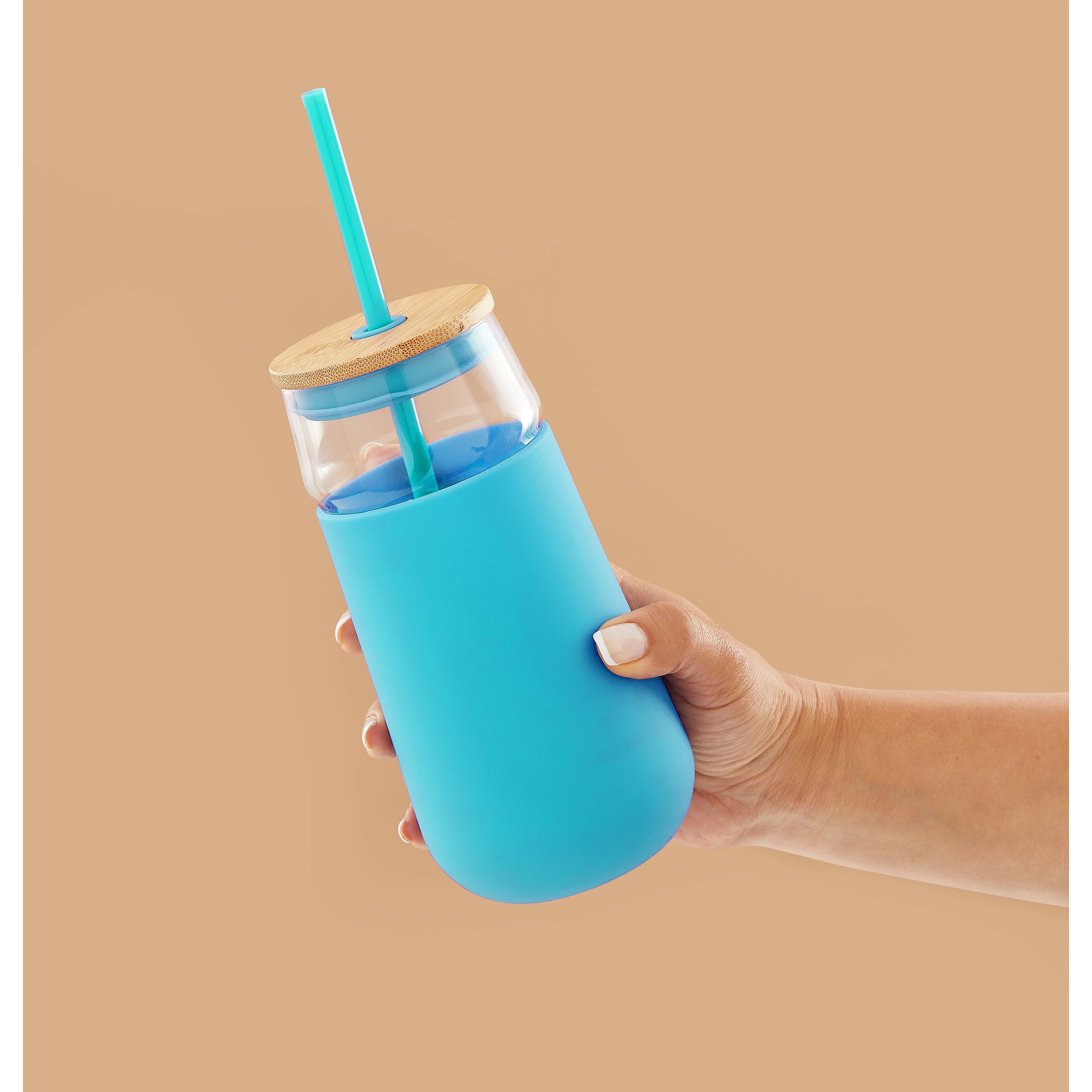 JoyJolt Glass Drinking Cup, Tumbler with Straw & Non Slip Silicone Sleeve -  20 oz - Bed Bath & Beyond - 36710037