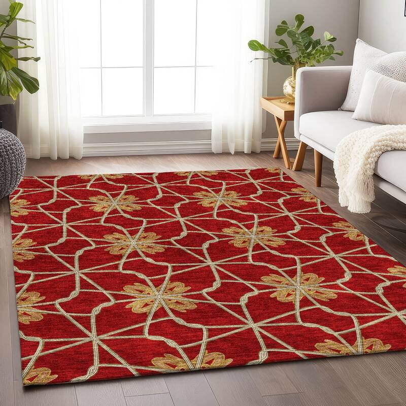 Premium Washable Super Soft Contemporary Tangle Mayfield Rug - Paprika - 9' x 12'