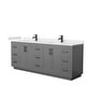 preview thumbnail 88 of 114, Miranda Double Vanity Set, Cultured Marble Top, No Mirror 84-Inch Double - Dark Gray, Black Trim, Carrara Cultured Marble Top
