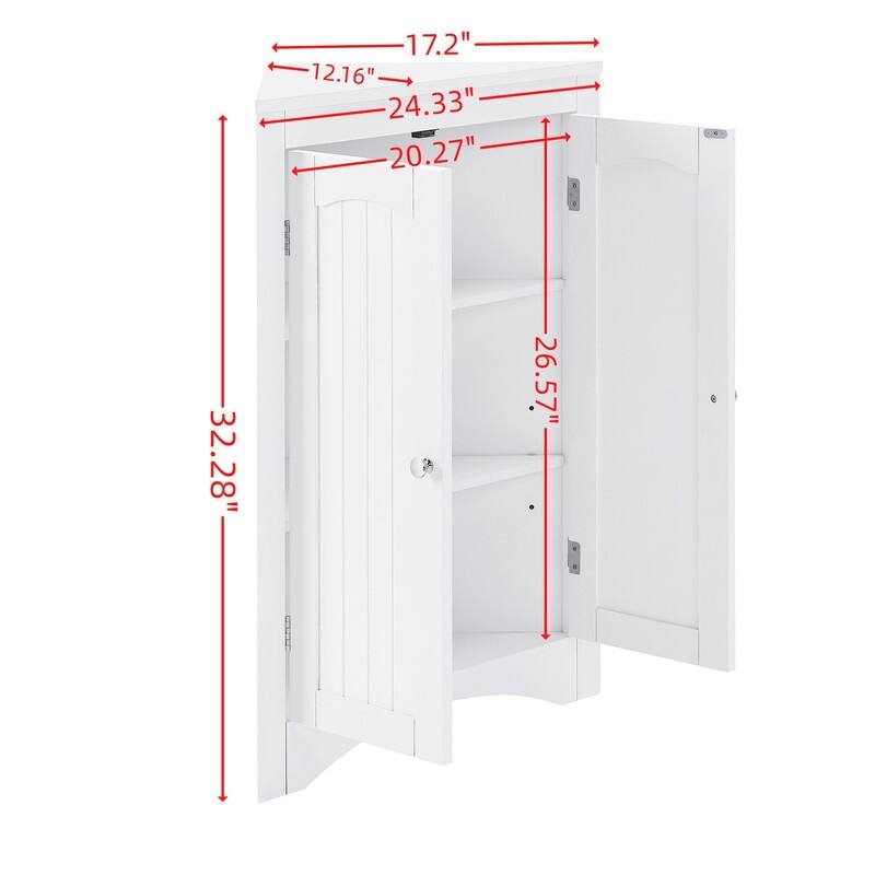 Free Standing Corner Cabinet With Doors and Shelves