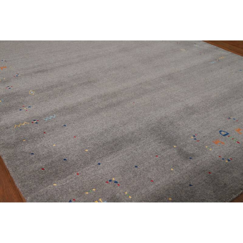 Gray Gabbeh Indian Area Rug Hand-Knotted Contemporary Wool Carpet - 5'1" x 8'3" - 5'1" x 8'3" - Grey