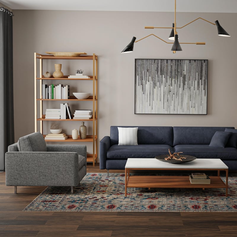 Alora Decor Sawyer Grey/Blue Tribal Wool Area Rug