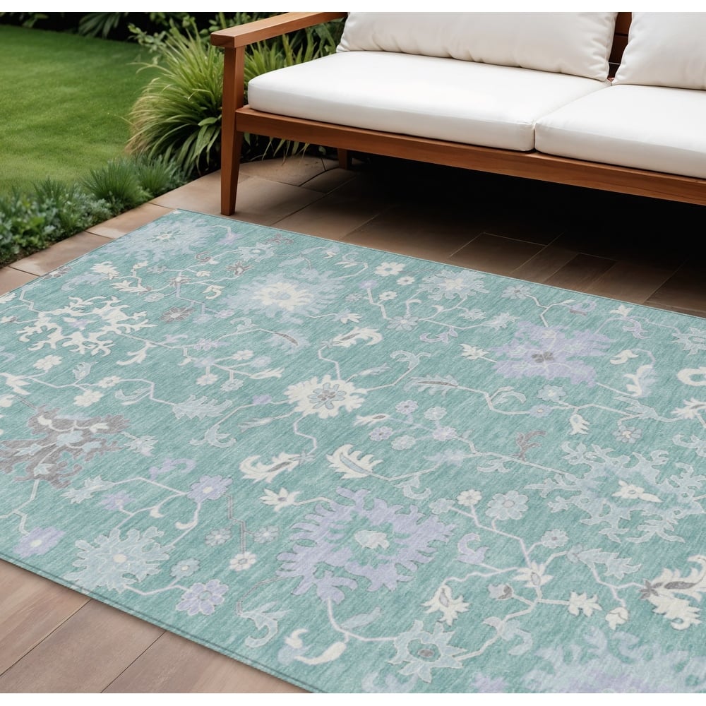 HomeRoots Floral Transitional Rectangle Outdoor Rug