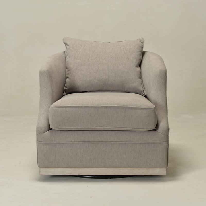 KINWELL 31" Wide Linen Fabric Upholstered Swivel Barrel Accent Chair