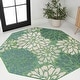 preview thumbnail 80 of 200, JONATHAN Y Floral Textured Weave Indoor/Outdoor Area Rug 5' Octagon - Cream/Green
