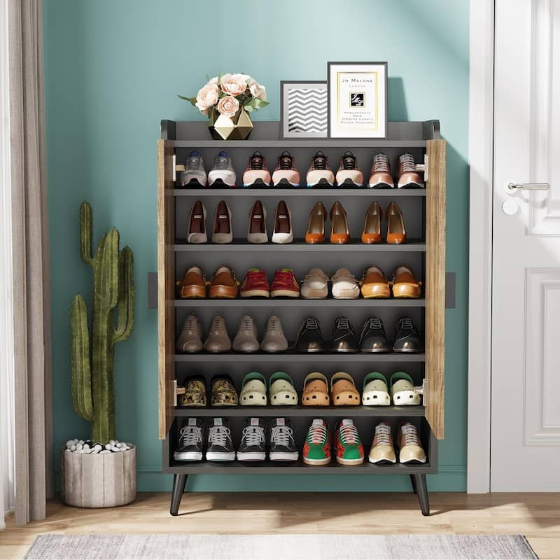 Shoe Cabinet with Doors, 7-Tier Shoe Storage Cabinet for Entryway