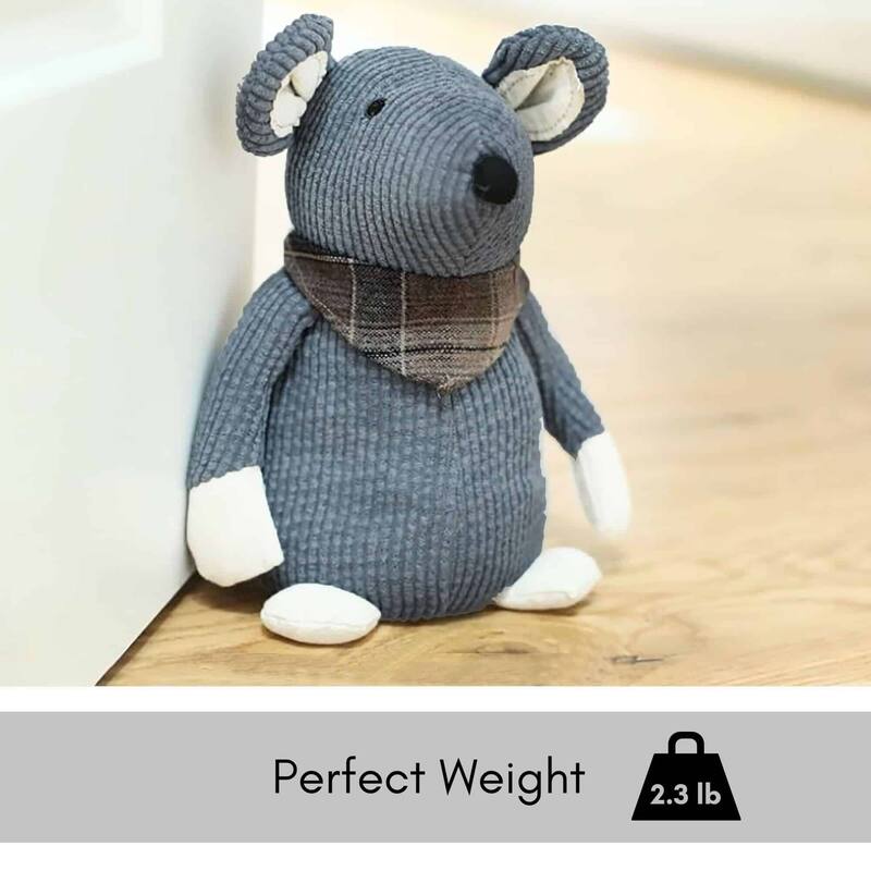 Decorative Mouse Door Stopper - Weighted Animal Doorstop, 2.3 lb - 9"H x 7"L x 5"W