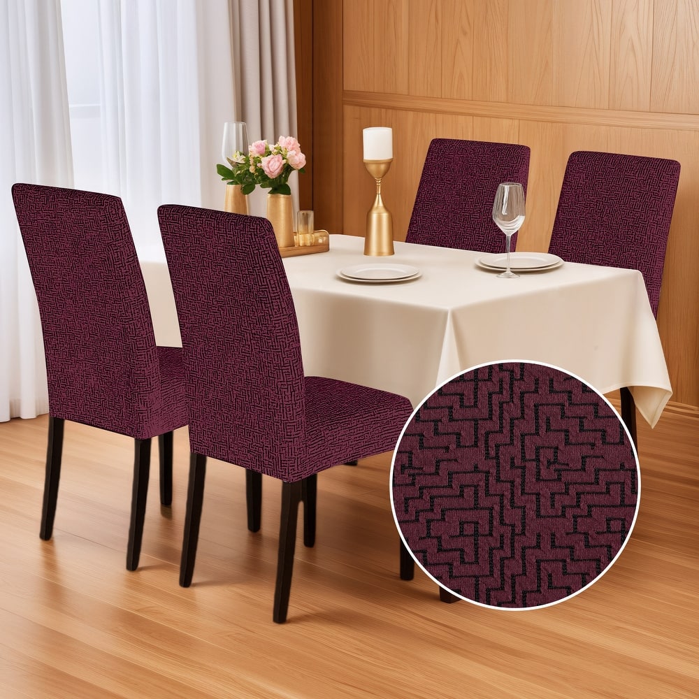 Stretch Jacquard Spandex Chair Covers 4 Pieces - 18x18x24 Inch