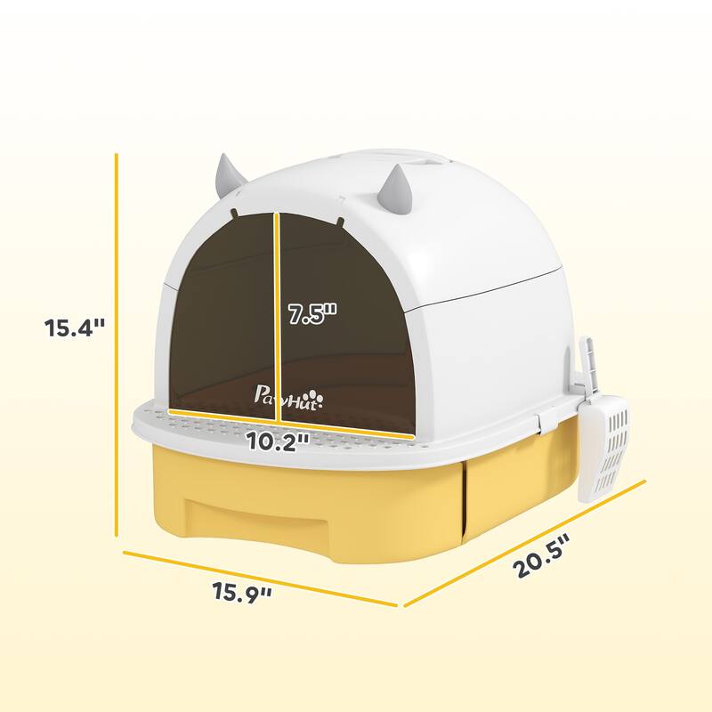 PawHut Cat Litter Box, Covered Kitty Litter Box with Lid, Scoop, Deodorizing Bags for Odor Control, Green