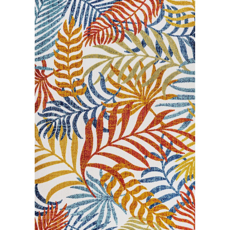 JONATHAN Y Aydin Palm Leaves Indoor/Outdoor Area Rug - 5 X 8 - Cream/Orange