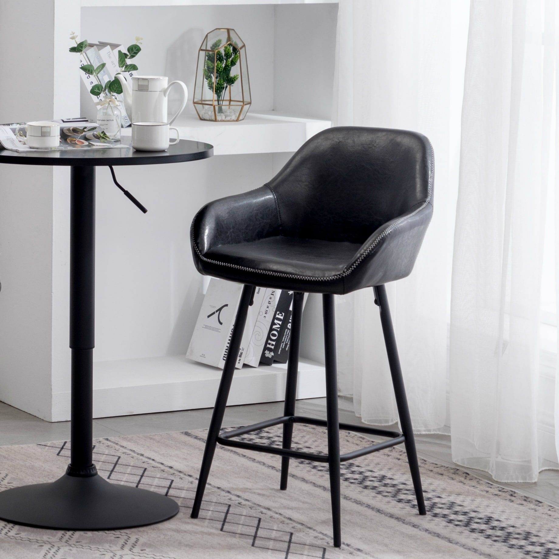 25 Bucket Upholstered Dark Accent Dining Counter Barstool Chair Set Of 2 Overstock 30016860