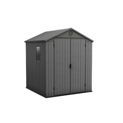 Keter Darwin 6x6 ft. Resin Outdoor Storage Shed With Floor for Patio Furniture and Tools, Graphite - 6x6 FT
