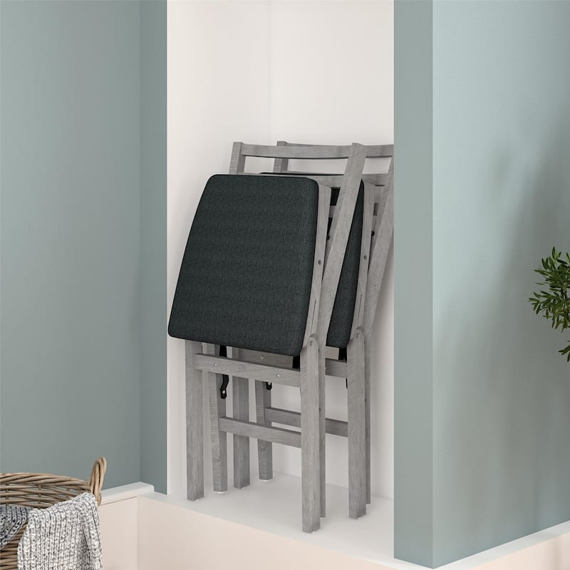 COSCO Contoured Back Wood Folding Chair with Fabric Seat, 2-Pack