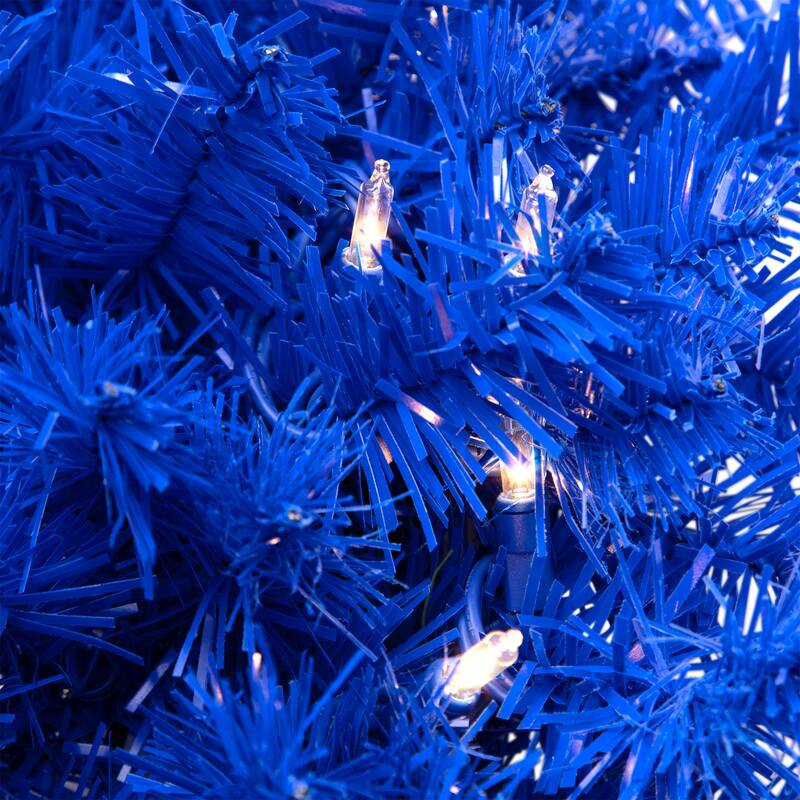 Pre-Lit Artificial Pine Christmas Wreath - 24" - Royal Blue - Clear Lights