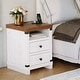 preview thumbnail 7 of 6, Modern Farmhouse Nightstand Set of 2 with Charging Station, 2 Drawer Rustic Bedside Table with USB Ports & Outlets