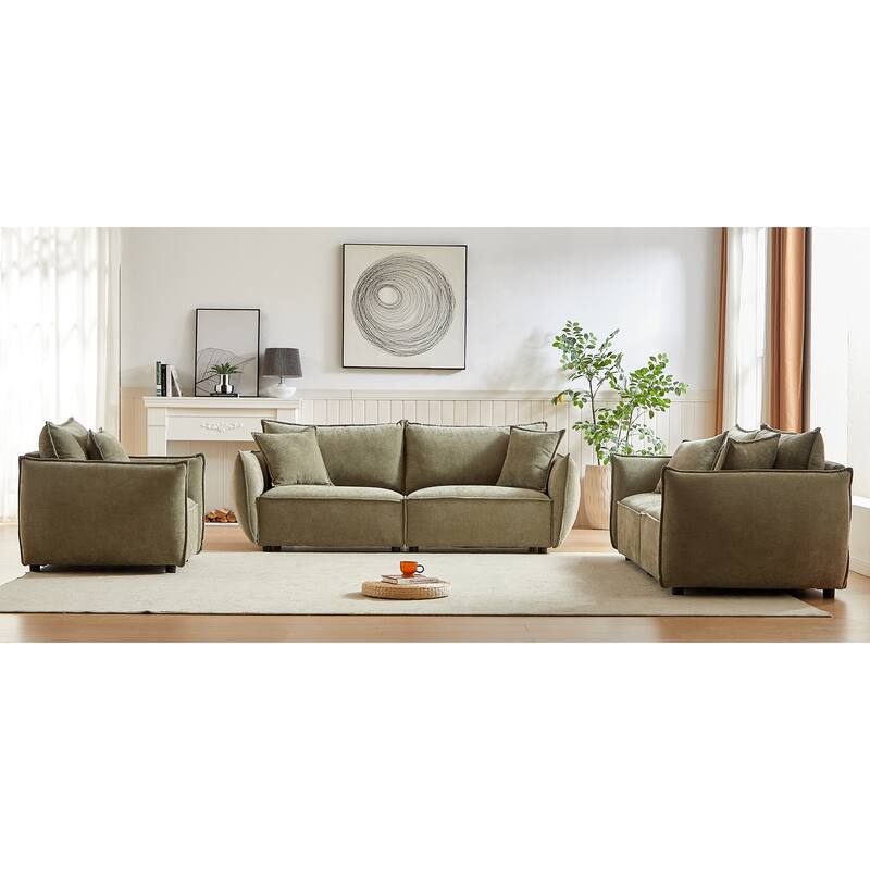 Spacious Convertible Sleeper Sofa with Chaise and Ottoman Bench, Modular Couch Set