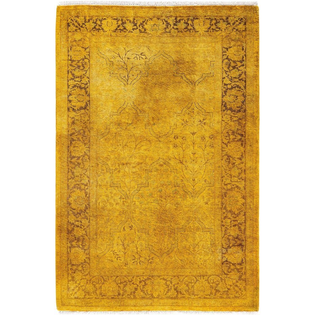 Overdyed One-of-a-Kind Hand-Knotted Area Rug - Yellow - 3' 2" x 4' 9"