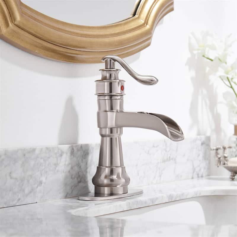 Waterfall Single Handle Bathroom Faucet With Drain Assembly Single Hole Bathroom Sink Faucets Modern Basin Vanity Mixer Taps