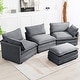 preview thumbnail 9 of 15, Corduroy Sectional Sofa with Removable Ottomans & Ultra-soft Cushions for Living Room & Bedroom