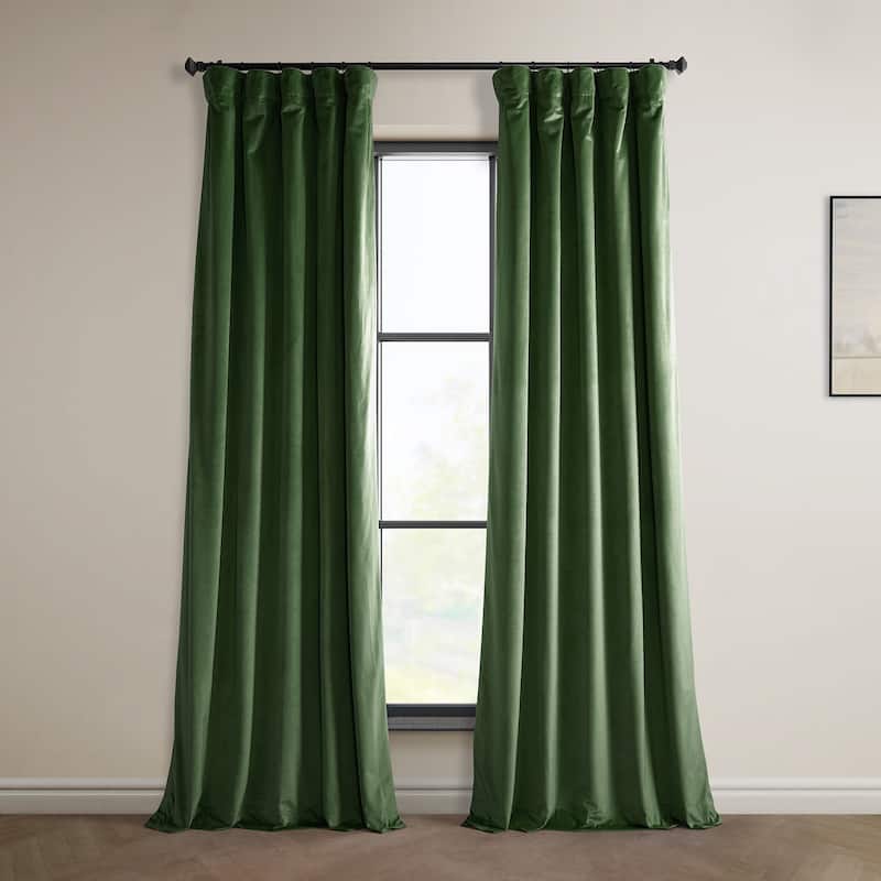 Exclusive Fabrics Heritage Plush Velvet Room Darkening Curtain (1 Panel) - Luxurious Single Drapery for Enhanced Room Darkening - 50 X 120 - Eden Green