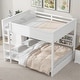 preview thumbnail 3 of 26, Solid Wood Bunk Bed with Bookcase and USB Ports, Queen Over Queen Bunk Bedframe with Storage Shelves and Ladder