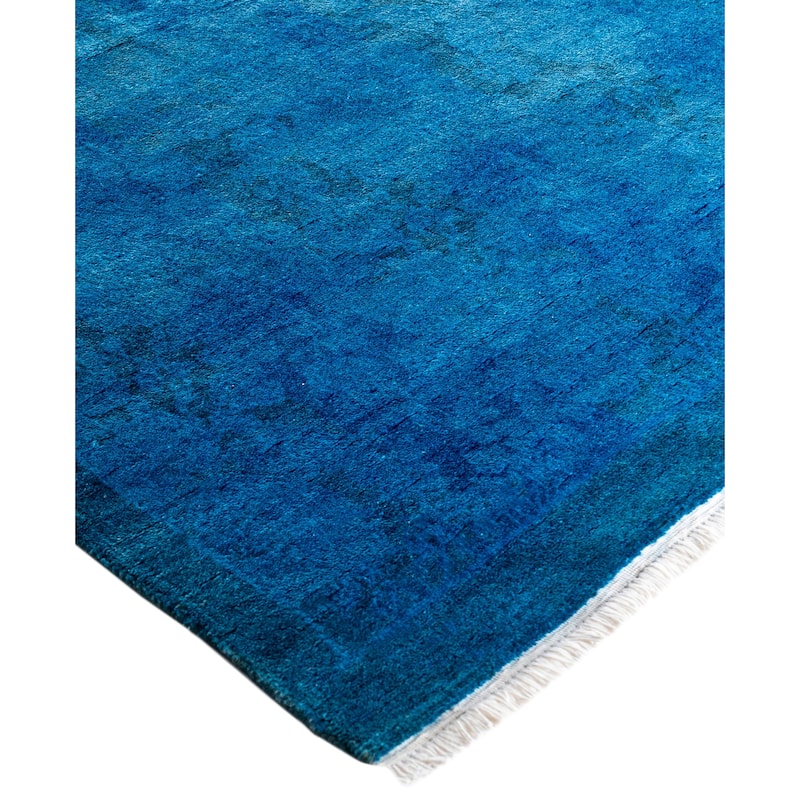 Overdyed One-of-a-Kind Hand-Knotted Area Rug - Blue - 12' 4" x 15' 0"