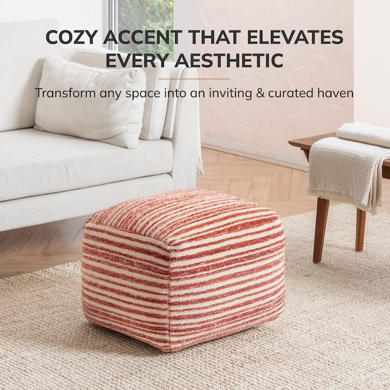 Jani 22-inch Ottoman Pouf - Handcrafted Handmade Round Ottoman for Seating, Footrest, Home Decor for Living Room, Bedroom