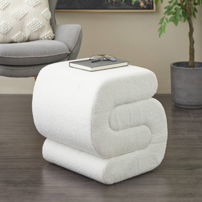 White, Gray or Copper Polyester S- Shaped Room Ottoman with Connected Arches