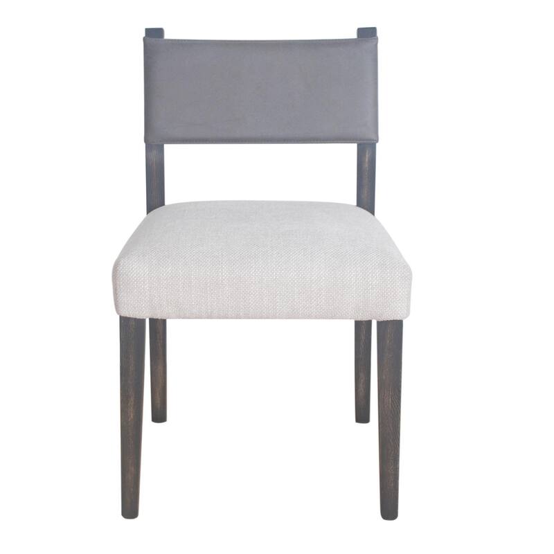 Liom Dining Side Chair Set of 2, Ash Gray Fabric, Blackwash Frame