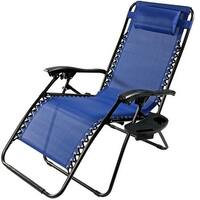 Sunnydaze Navy Blue Oversized Zero Gravity Lounge Chair