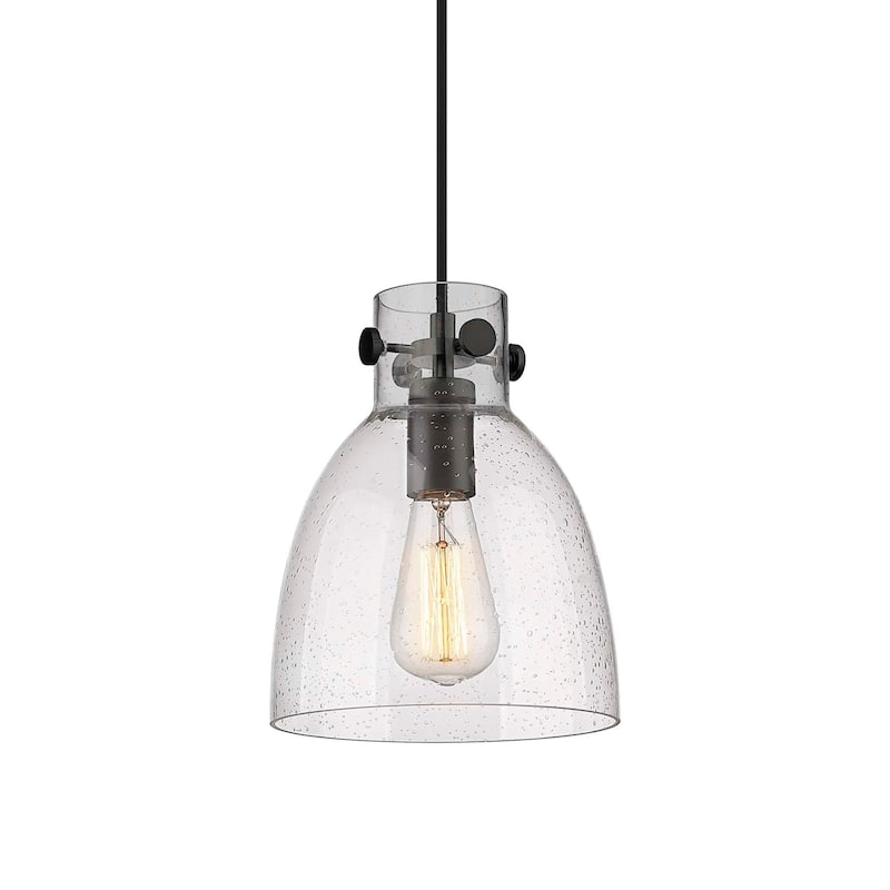 Innovations Lighting 410-1PS-10-8 Newton Bell Pendant Newton Bell 8" - Matte Black / Seedy