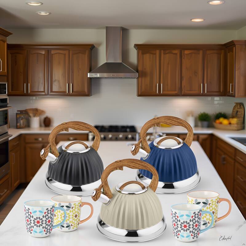 Lorren Home Trends Stovetop Tea Kettle 3L/12 Cups, Whistling Spout.