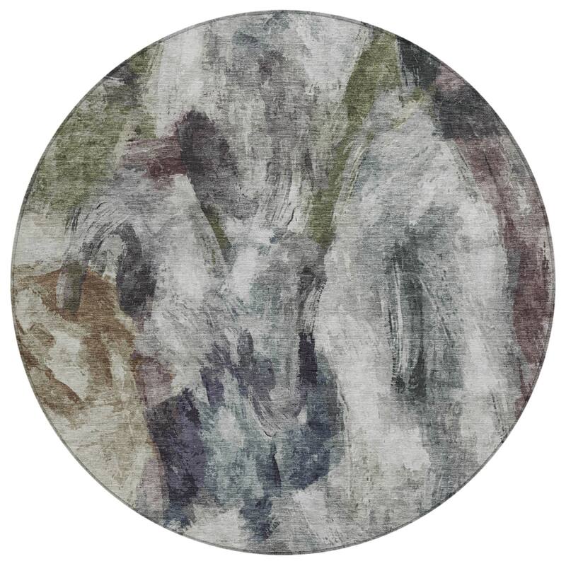 Machine Washable Indoor/Outdoor Modern Brushstrokes Chantille Rug
