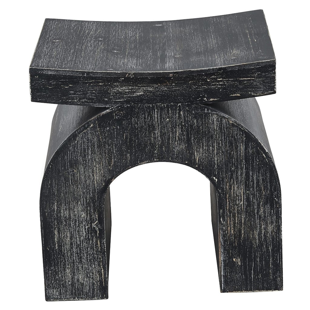 Carrie 16" Accent Stool, Distressed Black