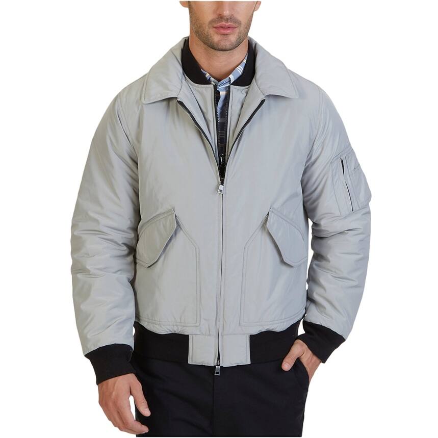 Nautica Mens Military Bomber Jacket, Grey, Medium