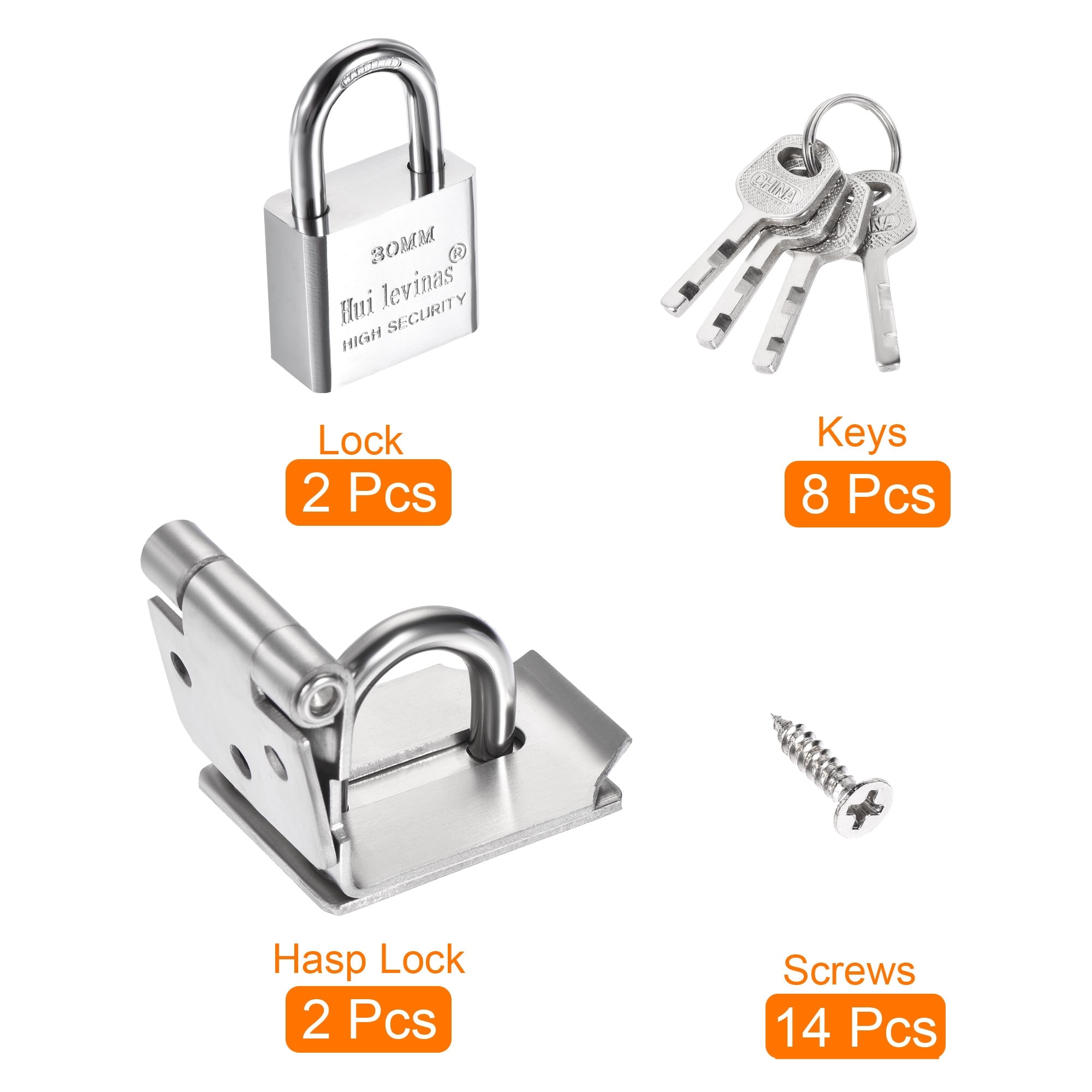 2 Pack Keyed Alike Hasp Locks - 90 Degree Chrome Plated Cabinet Locks For Doors & Drawers