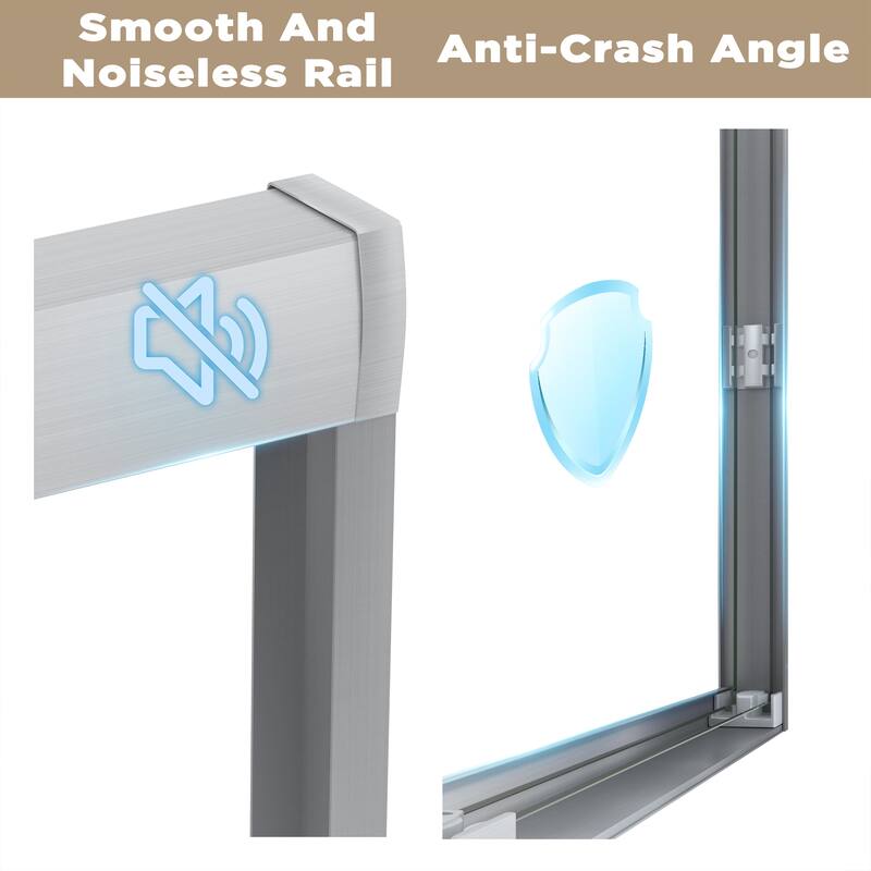 GDFStudio - Landon Modern Double-Sliding Tempered Glass Shower Door Set