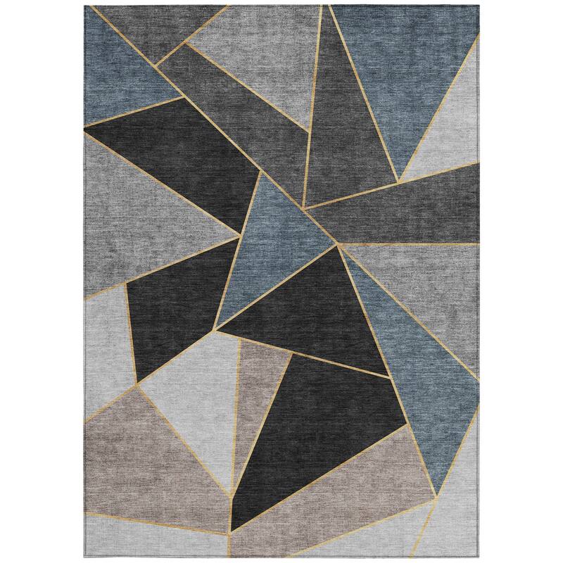 HomeRoots Geometric Transitional Rectangle Outdoor Rug