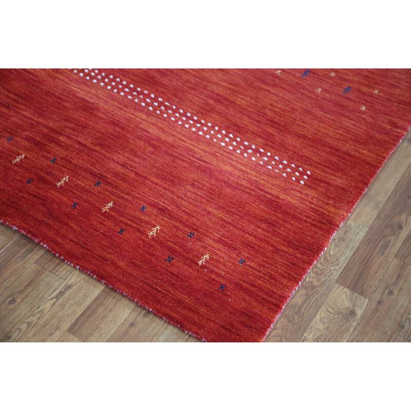Gabbeh Indian Rug Handmade Orange Tribal Wool Carpet - 4'5" x 6'5"