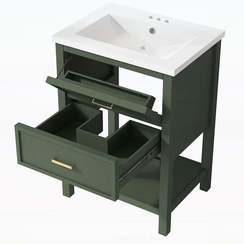 Modern Bathroom Storage Cabinet with 2 Drawers,with Top Sink