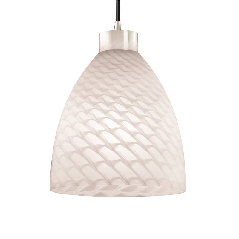 Justice Design Fusion 1-light Polished Chrome Pendant, Weave Tapered Cylinder Shade - Silver - Polished Chrome - Polished Chrome