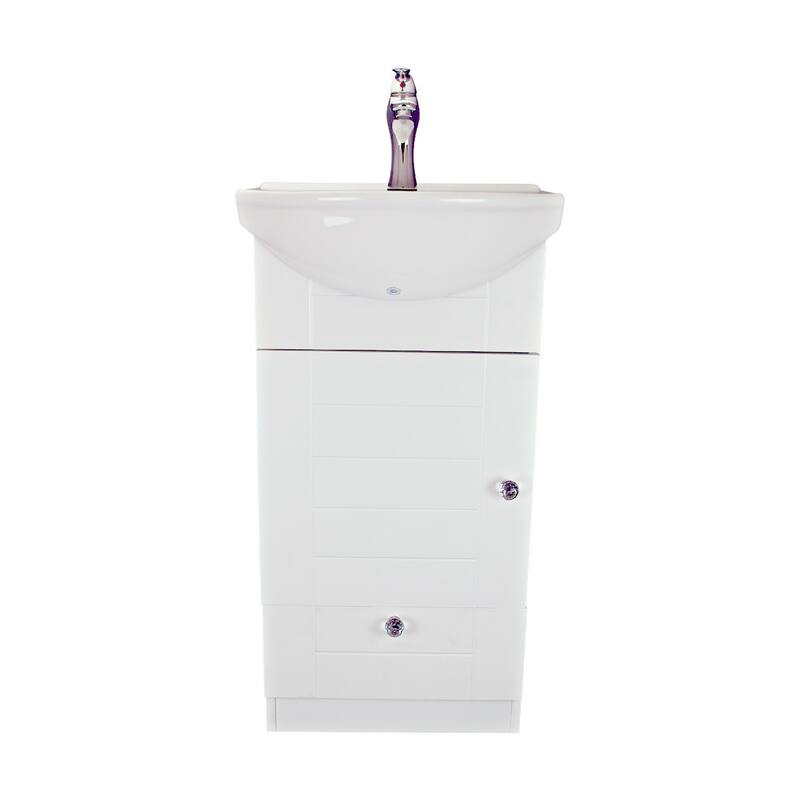 White Cabinet Vanity Sink Mahayla 17-3/4" Porcelain Sink with Faucet, Drain and Overflow Renovators Supply
