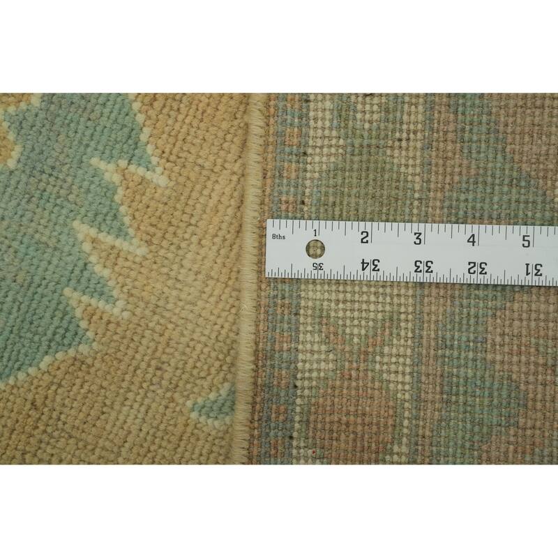 Vegetable Dye Floral Oushak Turkish Area Rug, Floral Geometric Carpet - 10' 6'' X 7' 10''