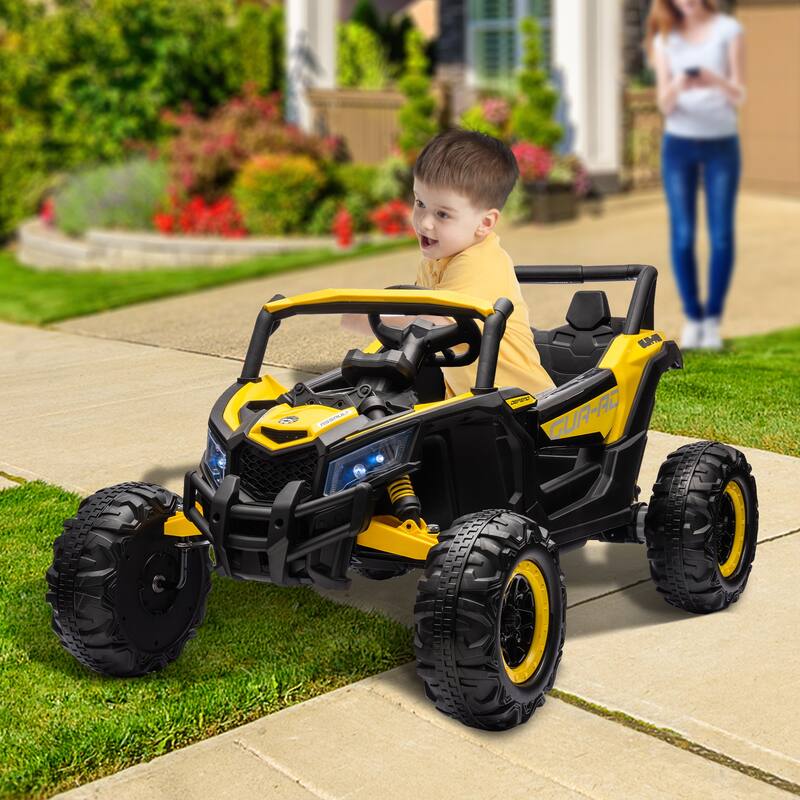 12V LED Lights UTV ride on car for kid with Remote Control,3-Point Safety Harness and Music Player