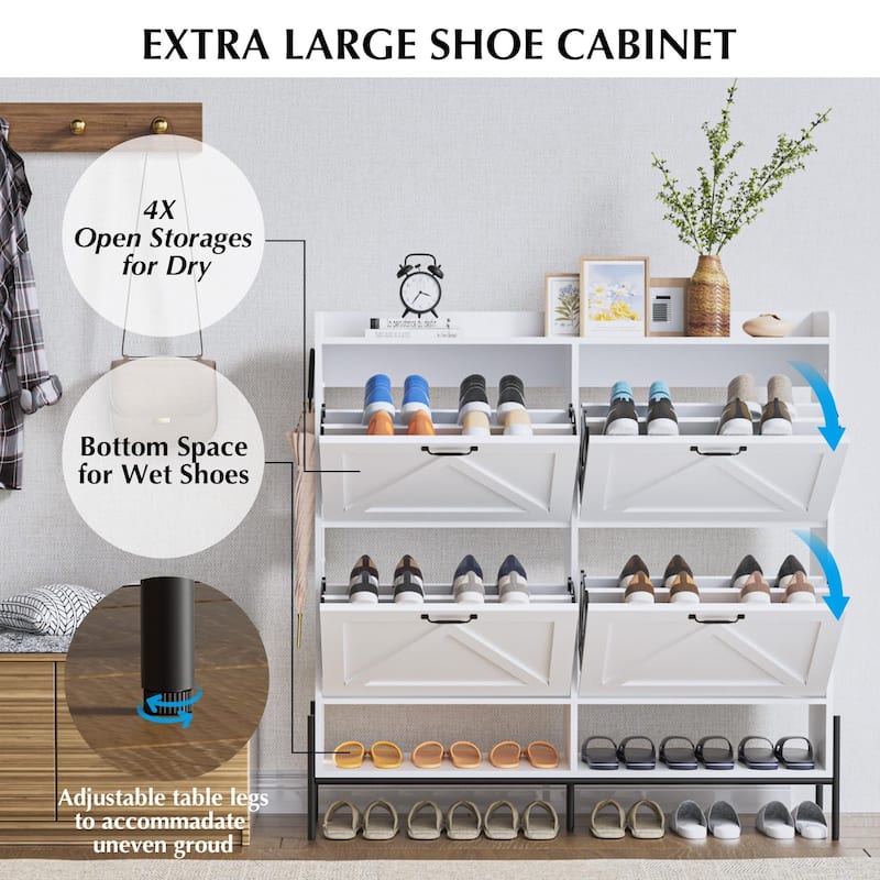Shoe Cabinet with 4 Flip Drawers,Freestanding Shoe Storage Cabinet Organizer for Entryway,Shoe Rack Cabinet,Dry